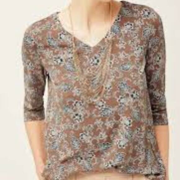 J.Jill Wearever V-neck Ballet-sleeve Top Vicuna Artistic Vine Travel  Size L - Picture 2 of 11